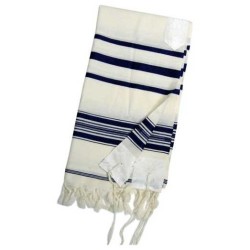 צמר פסים שחורים מסורתיים טלית | טלית/טאליס | יוּדָאִיקָה